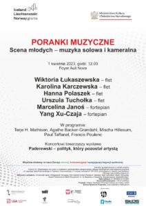 Afisz może zachęcać do przyjścia na koncert z cyklu Poranki muzyczne