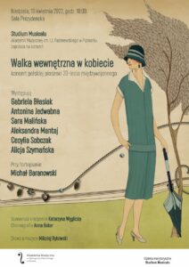 Plakat może zachęcać do przyjścia na koncert pt. Walka wewnętrzna w kobiecie