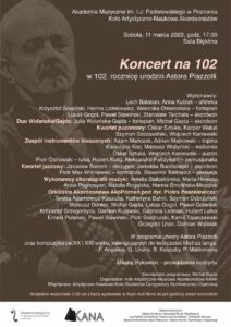 Afisz może zachęcać do przyjścia na koncert 11 marca 2023