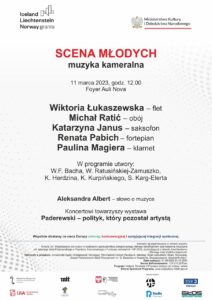 Afisz może zachęcać do przyjścia na koncert z cyklu Scena Młodych