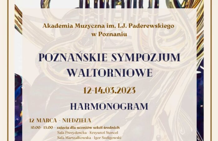 Afisz może zachęcać do przyjścia na Sympozjum Waltorniowe