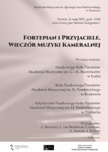 Afisz może zachęcać do przyjścia na koncert kameralny fortepianowy