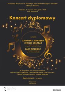 Afisz dotyczy koncertu dyplomowego Studium Musicalu