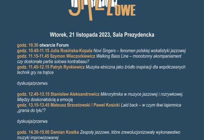 Afisz może zachęcać do przyjścia na wydarzenia Jazzowego Forum Akademickiego