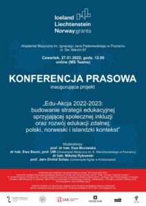 Afisz może informować o konferencji prasowej związanej z programem Edu-Akcja 2022-2023