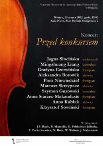 Afisz może zachęcać do przyjścia na koncert pt. Przed konkursem