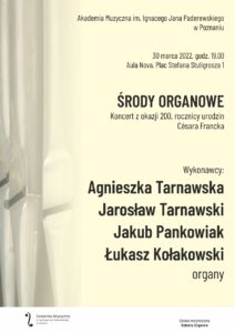 Afisz może zachęcać do przyjścia na koncert w ramach "Śród organowych"