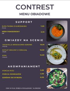 Menu obiadowe na inny dzień tygodnia, może zachęcać do przyjścia na obiad