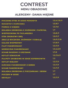 Alergeny - dania mięsne - spis cd.