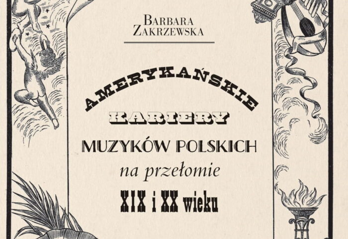 Utrzymana w sepii rycina -okładka książki przedstawia m.in. grającye na różnych instrumentach aniołki