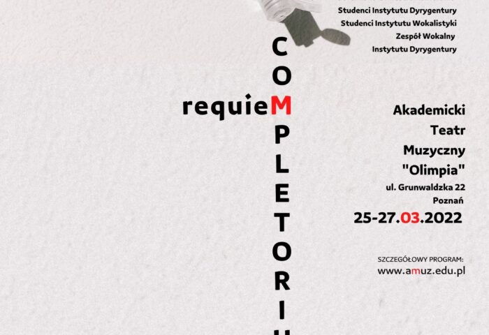 Plakat może zachęcać do przyjścia na koncert pt. Completorium - Requiem