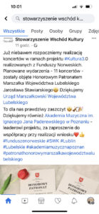 Informacja o działaniach partnerów - reklama wydarzeń w mediach społecznościowych