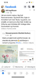 Print-screen ze strony FB partnera projektu Kultura 3.0