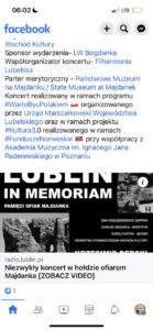 Lublin in memoriam — pamięci ofiar Majdanka — działania promocyjne Stowarzyszenia Wschód Kultury w mediach społecznościowych odnośnie do organizacji koncertu w dniu 17 czerwca 2023 r.