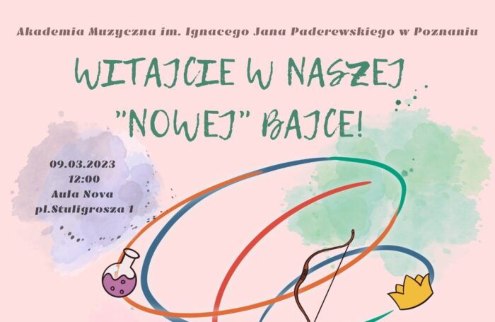 Kolorowy plakat zaprasza na spektakl dla dzieci oparty na bajce o Panu Kleksie - afisz zawiera rysunkową postać Pana Kleksa, która bawi się lassem