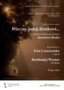 Afisz zapowiada koncert liryki wokalnej dedykowany pamięci Jarosława Bręka