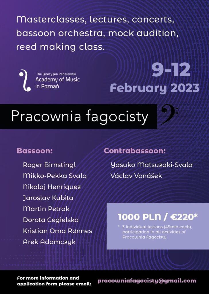 Fioletowy plakat pracowni fagocisty zawiera informacje w języku angielskim na temat Pracowni Fagocisty 2023