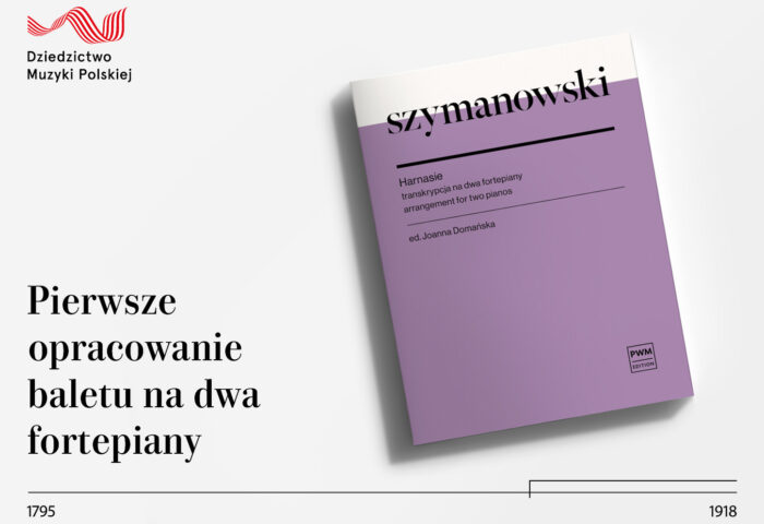 Obrazek przedstawie okładkę publikacji "Harnasi" K. Szymanowskiego na dwa fortepiany