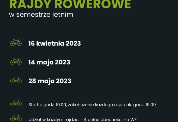 Afisz może zachęcać do wzięcia udziału w rajdzie rowerowym