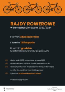 plakat z informacją o rajdach rowerowych