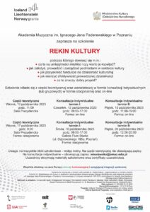 Afisz z informacjami na temat projektu Rekin Kultury